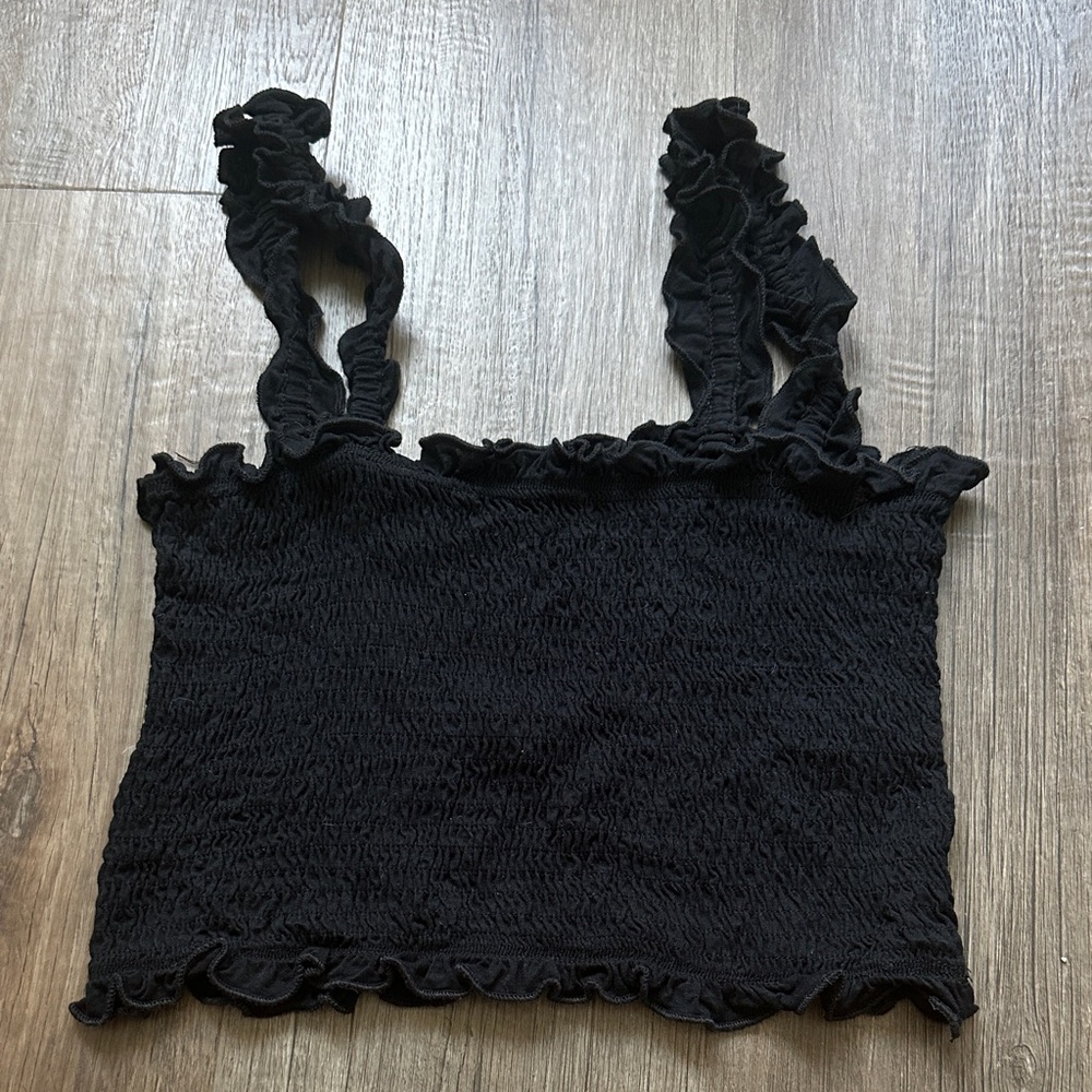 SHEIN Black Ruffled Tank Top